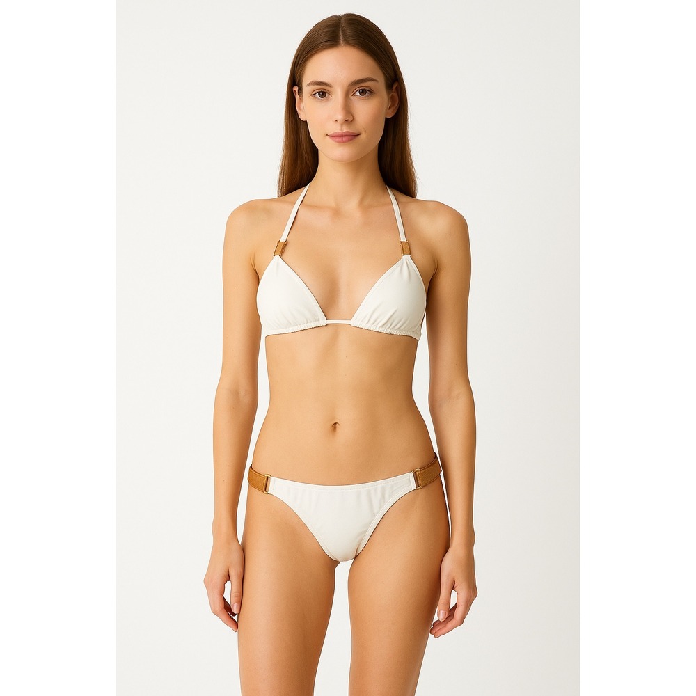 V.X. Paul Herman Bikini Set White Halter Top & Bottoms Beach Swim Suit medium